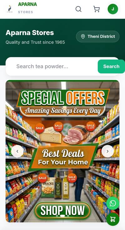 Aparna Stores online grocery and supermarket e-commerce platform