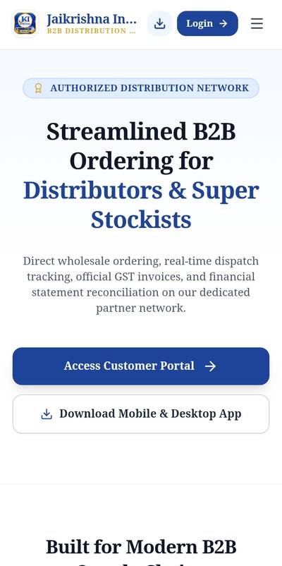JKI Orders B2B distributor ordering platform Android app and progressive web application
