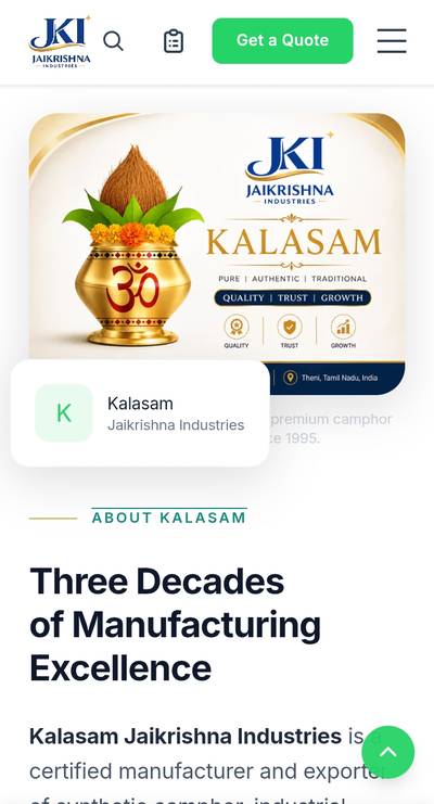 Kalasam Jaikrishna Industries mobile screen preview